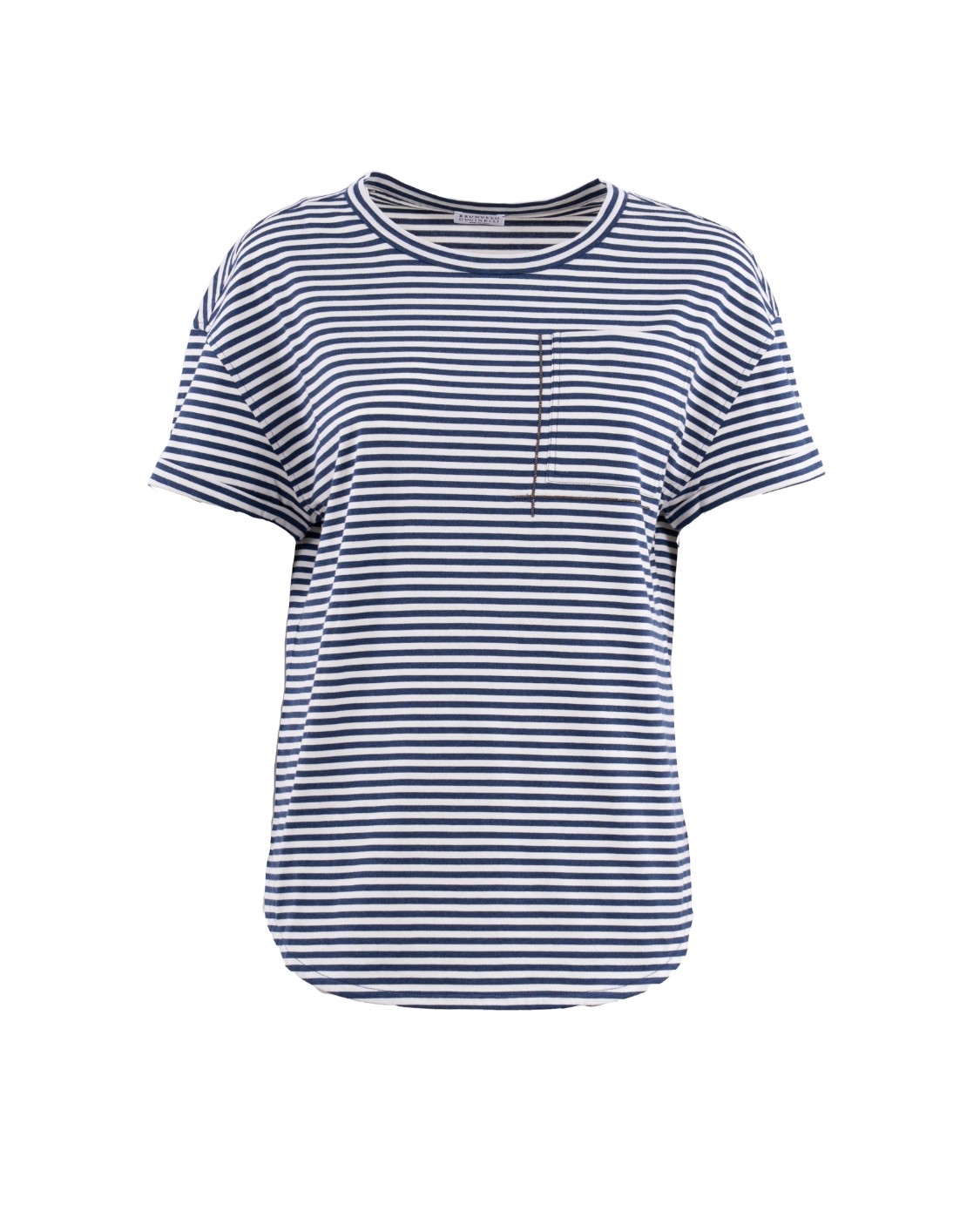 shop BRUNELLO CUCINELLI  T-shirt: Brunello Cucinelli t-shirt in jersey rigato di cotone con Shiny Pocket Detail.
Girocollo.
Taschino a toppa su petto.
Decorazione in monile Nickel-free.
Composizione: 100% COTONE.
Made in Italy.. ML929HA820-C7047 number 4818710